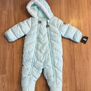 NWT DKNY Quilted Kids One Piece Snowsuit - Mint - 6/9 Months